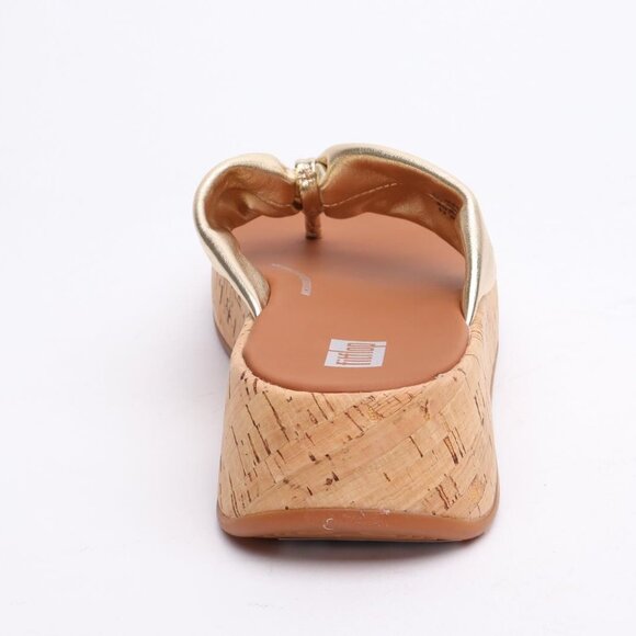 NEW FITFLOP F Mode Twist Cork Flatform Sandals With Toe Thongs Platino 462tn - Picture 8 of 13